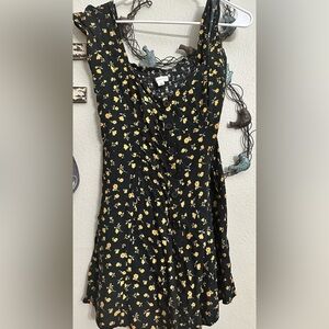 Square neck, floral, mini skater dress